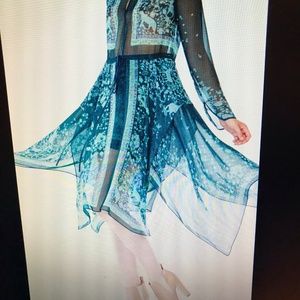bcbg long sleeve blue dress xs